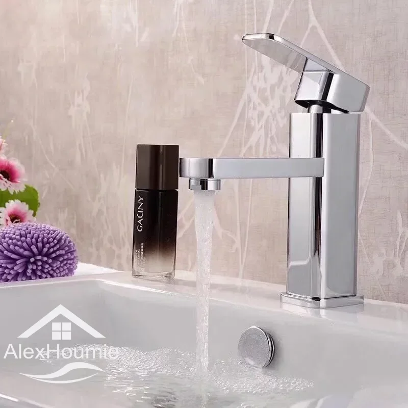 

Basin Sink Bathroom Faucet Deck Mounted Hot Cold Water Basin Mixer Taps Lavatory Sink Tap Bathroom Sink Water Tap