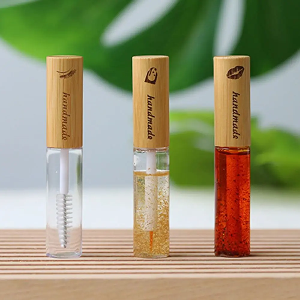 С кистью контейнер для туши бамбуковая крышка флаконы бутылка тюбик блеска губ
