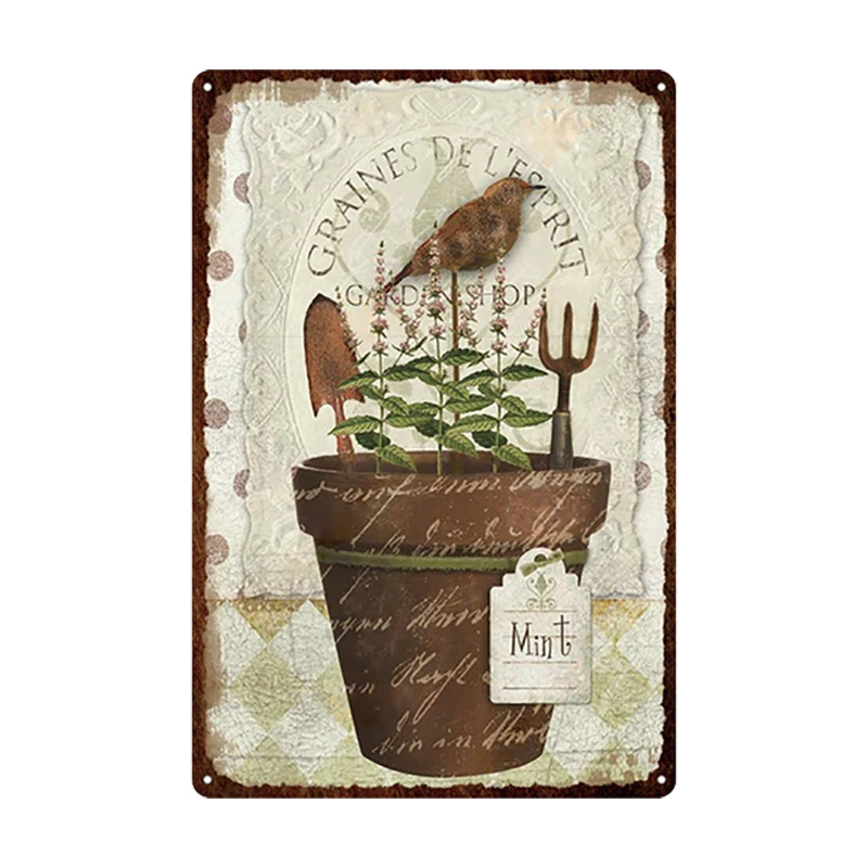 

Flowers Metal Tin Sign Retro Plates Rose Peony Lavender Art Plaque Vintage Poster Garden Room Home Wall Decor Gift