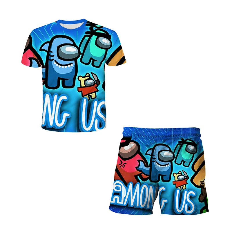 

Among US Boys Tshirt+Shorts Suits Children Clothing Sets Cartoon T Shirt Sports Short Pants Leisure Suit For Kids Under 14 Yrs
