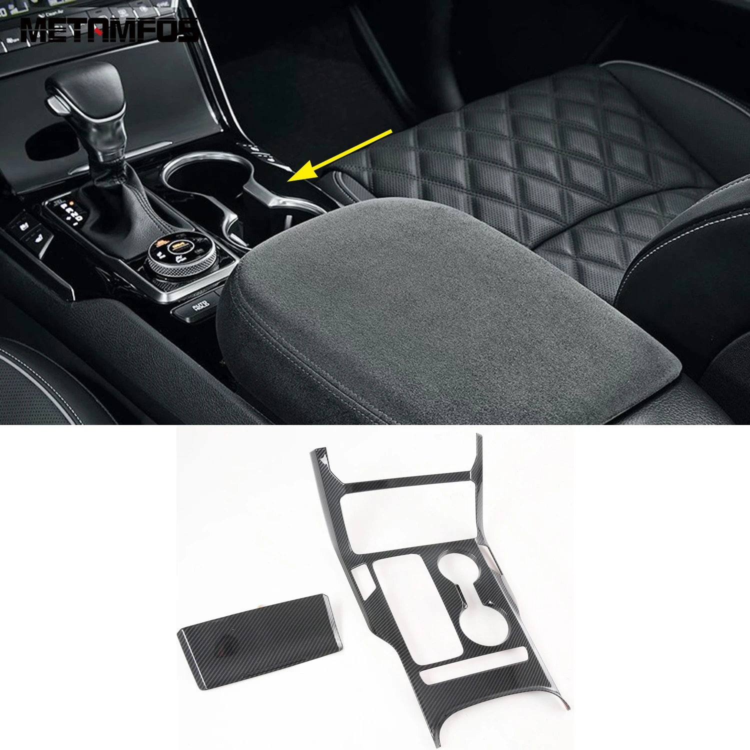 

For Kia Mohave Borrego 2020 2021 2022 Carbon Fiber Center Console Gear Shift Box Cover Trim Sticker Accessories Car Styling