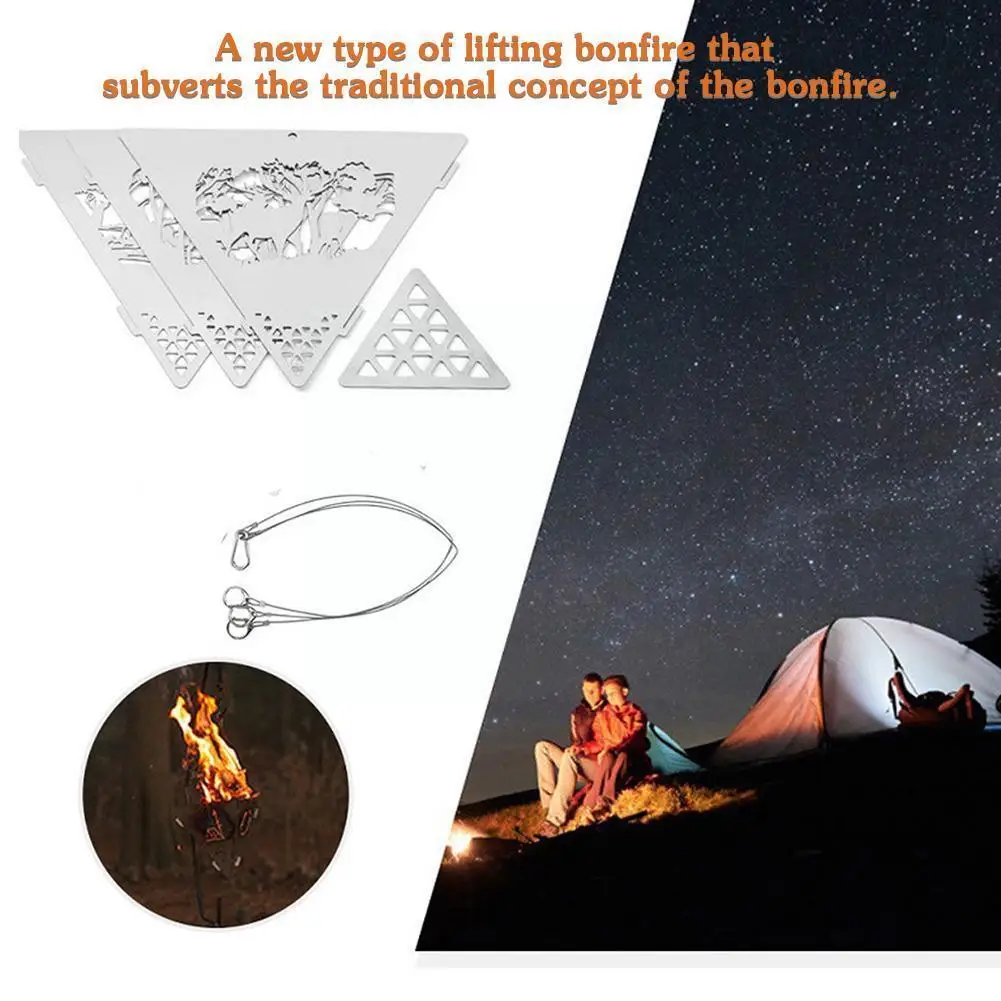 

Уличная вешалка для кемпинга и барбекю, портативная подвесная плита, Сверхлегкий костер для пикника, Теплая Платформа, треугольный горящий ...