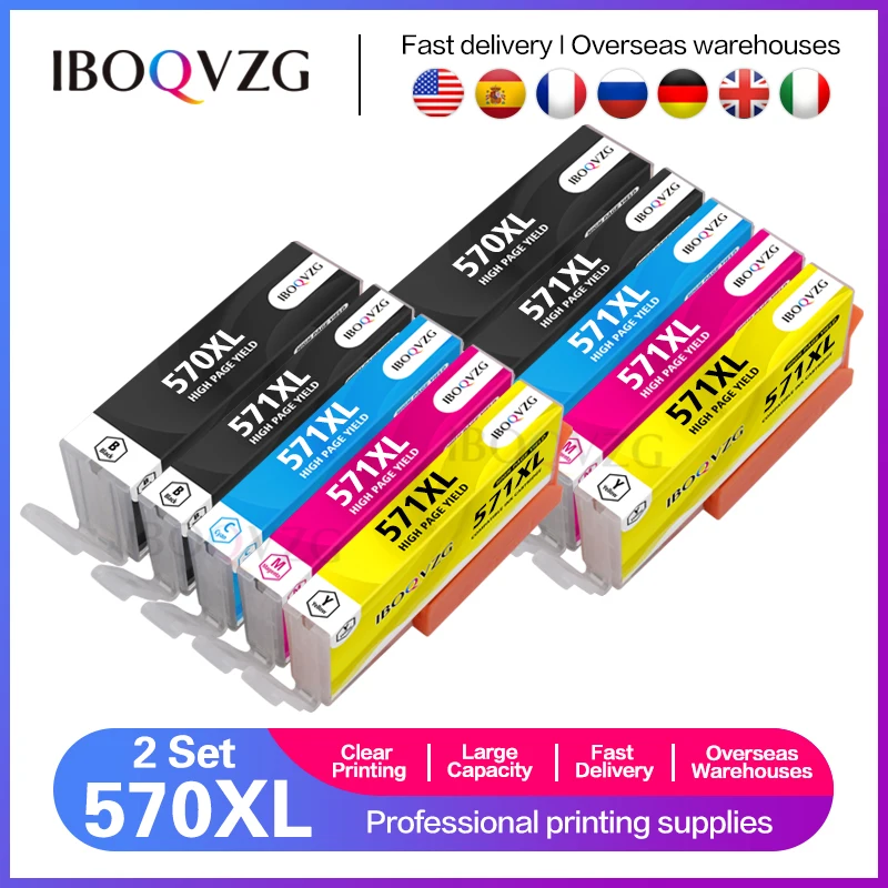 

IBOQVZG 10PK Ink Cartridge 570XL PGI570 CLI571 For Cannon PIXMA TS8050 TS8051 TS8052 TS8053 MG6800 MG5700 TS5055 TS9050 Printer