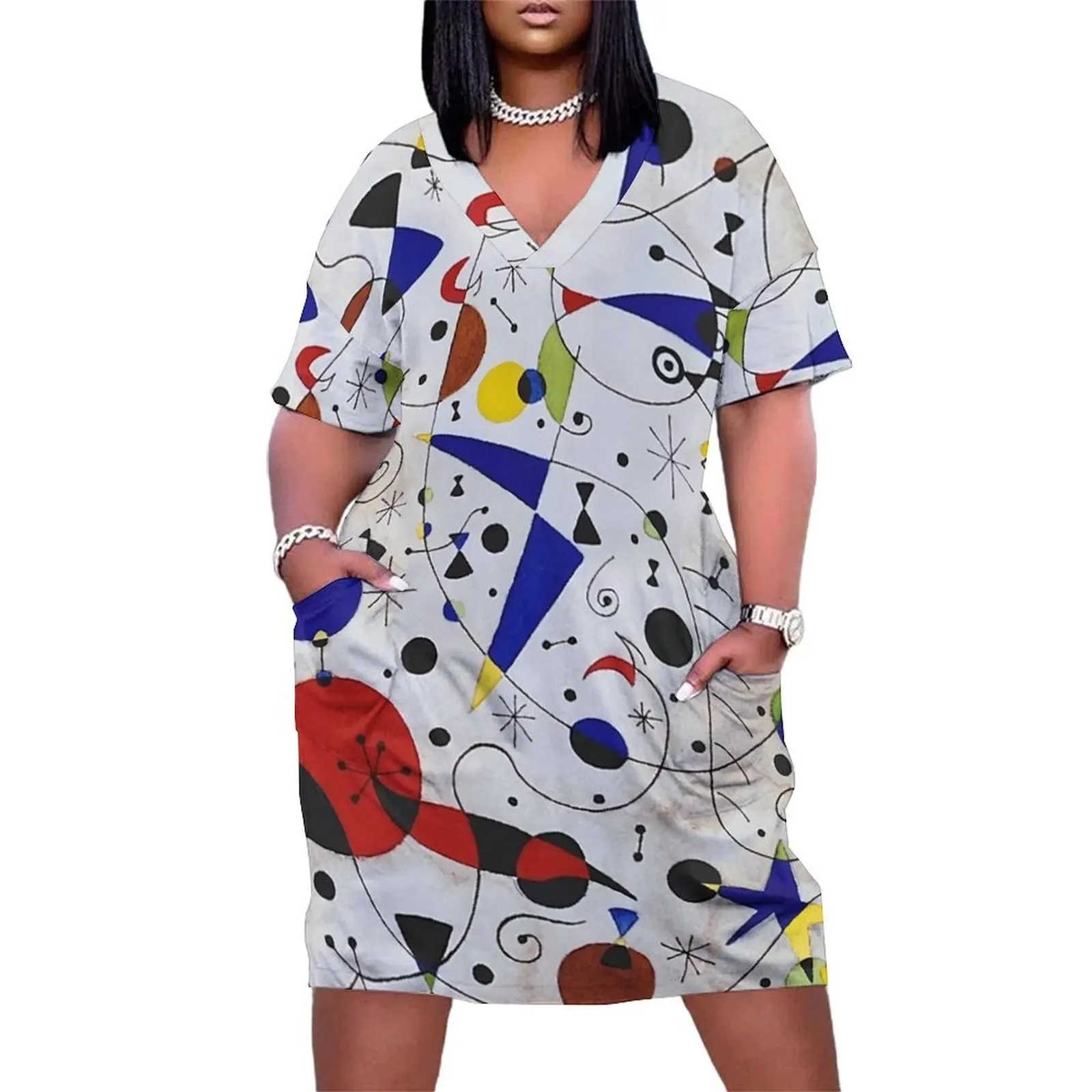 Miro's Cat Encircled by the Flight of a Bird Свободное карманное платье летняя одежда для женщин