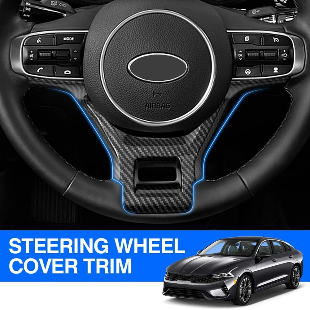 For Kia K5 Optima 2020 2021 2022 Car Carbon Fiber Steering Wheel Cover Trim Decor Frame Accessories | Interior Mouldings