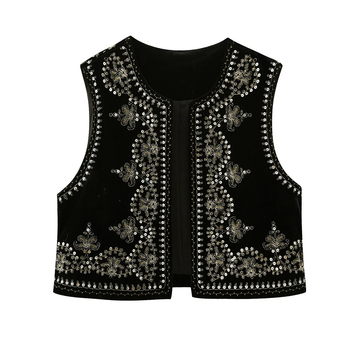 

New beaded embroidered velvet vest
