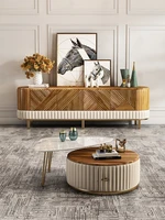 zqitalian style light luxury solid wood tv cabinet coffee table combination post modern nordic locker floor cabinet