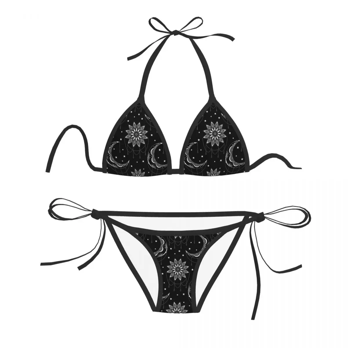

Sexy Bikini 2023 Women Swimsuit Vintage Moon Sun And Stars Bikini Set Swimwear Bathing Suit