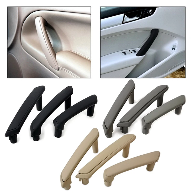 

For Passat B5 1998-2005 3pcs Interior Door Pull Grab Handle With Trim Cover 3B4867372 3B0867180A 3B0867172 Interior Accessories
