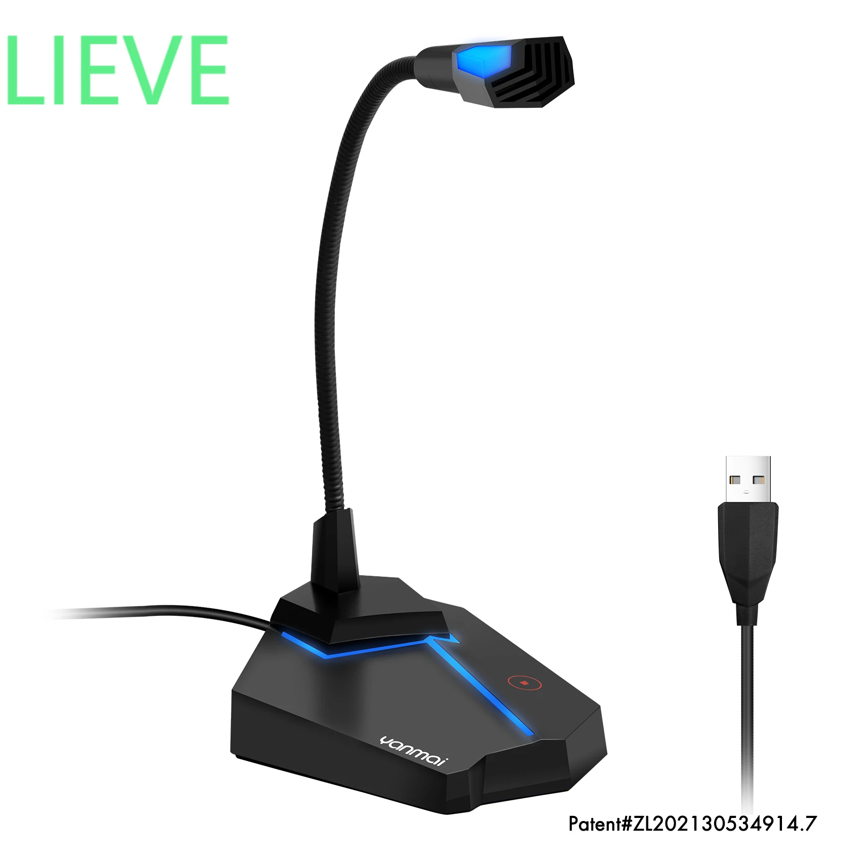 

G25 USB Game Streaming Microphone for Laptop and Computer 360 Degree Pickup Touch Switch Hose Construction