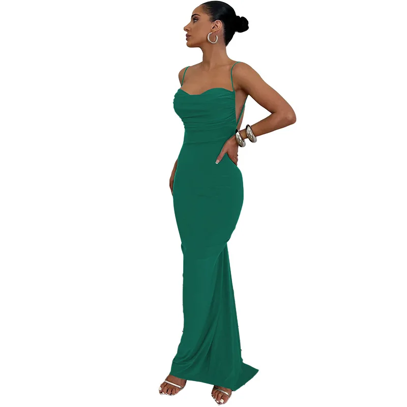 

Новинка Осень-Зима Женское модное Плиссированное пикантное облегающее платье в европейском и американском стиле с открытой спиной