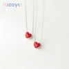 LOZOYA Necklace For Women 925 Sterling Silver Fine Red Heart Pendant Halskette Luxury Jewelry Wedding Gift Short Clavicle Chain