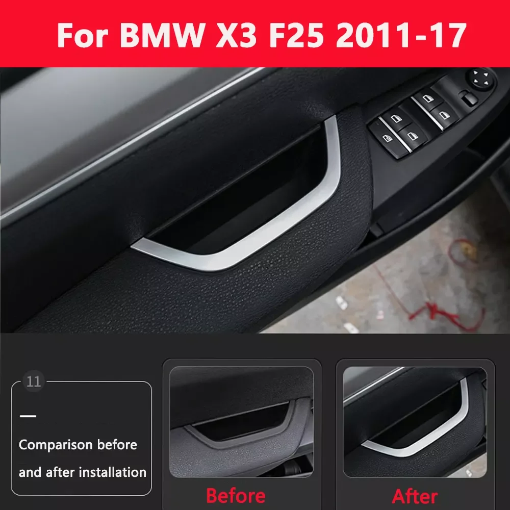 

Car Interior Main Drive Door Handle Storage Box Decor Cover Trim For BMW X3 F25 2011-2017 LHD Car Styling Accessories