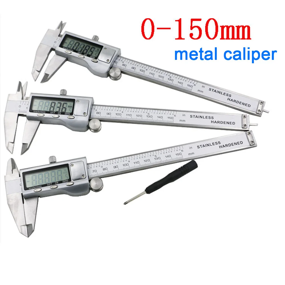 

Digital Vernier Caliper 6 Inch 150mm Stainless Steel Electronic Metal Caliper Micrometer Depth Measuring Tools Calipers