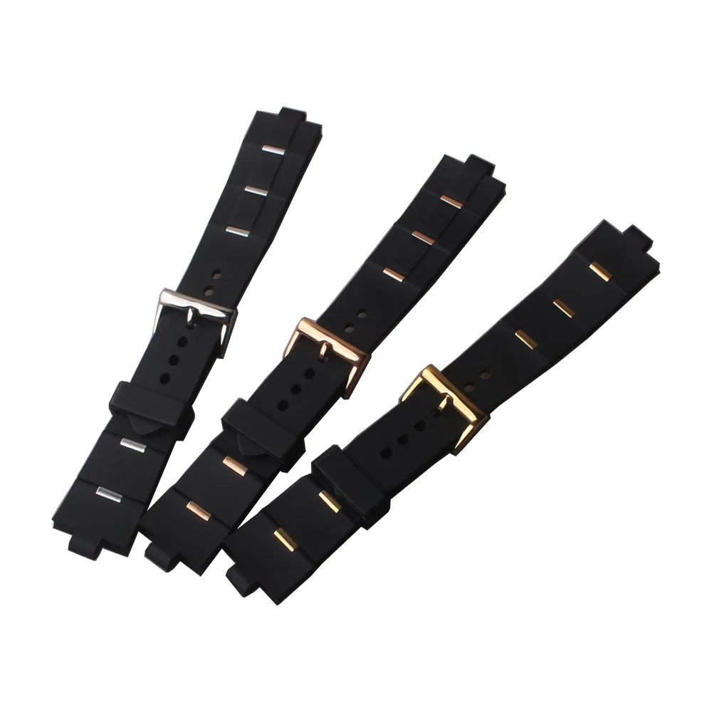 Ремешок для часов Bvlgari резиновый ремешок 22 мм 24 черный силиконовый с приподнятым