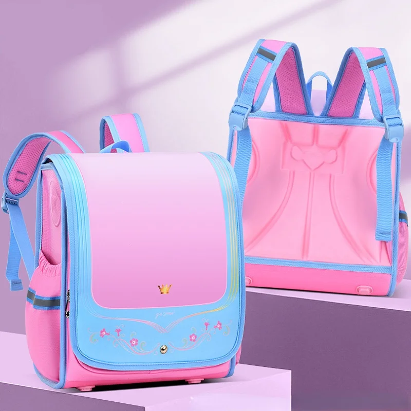 Japanese Style Boys Girls Simple Waterproof PU Backpacks 2022 New Grade 1-6 Children Primary School Students Fashion Schoolbags