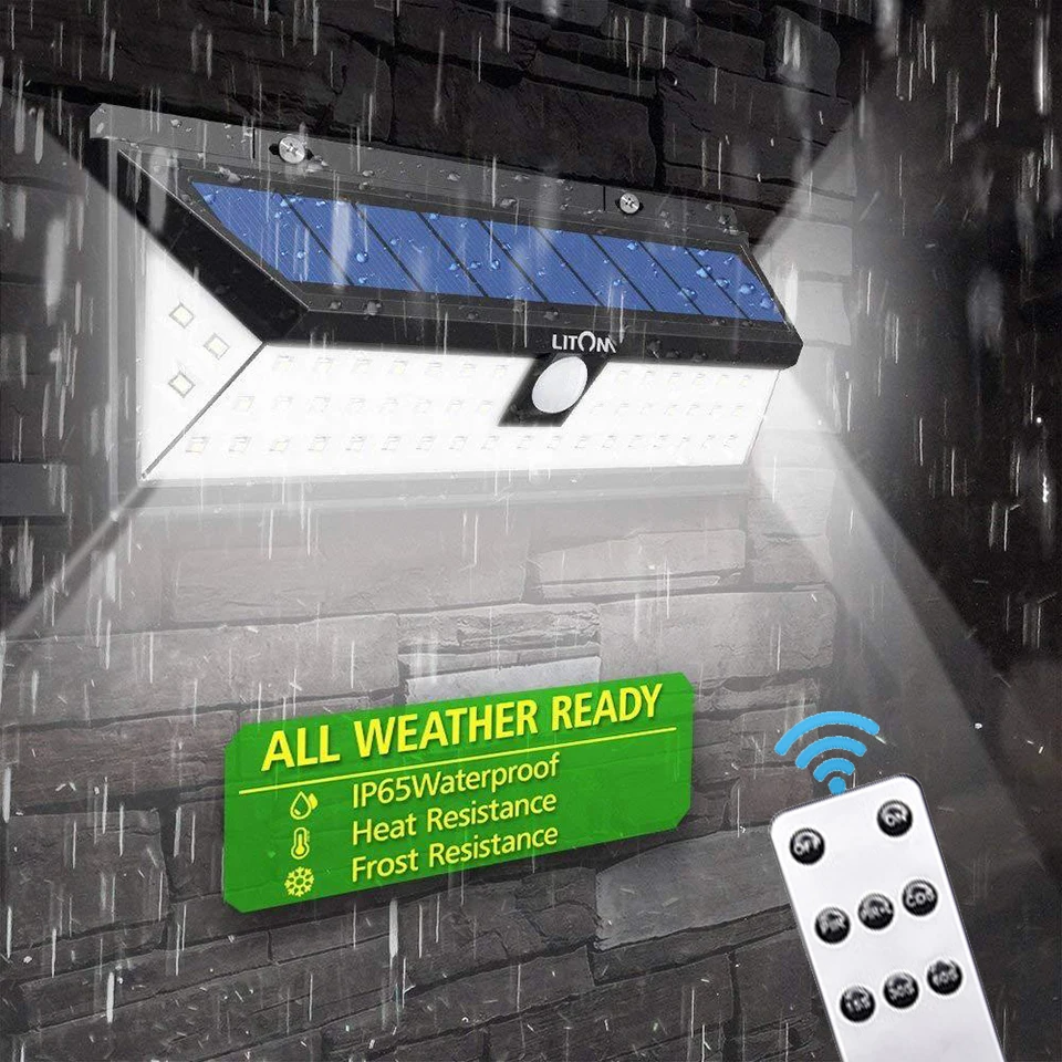 

Solar Light Outdoor Wall Lamp Remote Control Motion Sensor Street Light 248 Led Built in Battery Powered Sunlight Waterproof