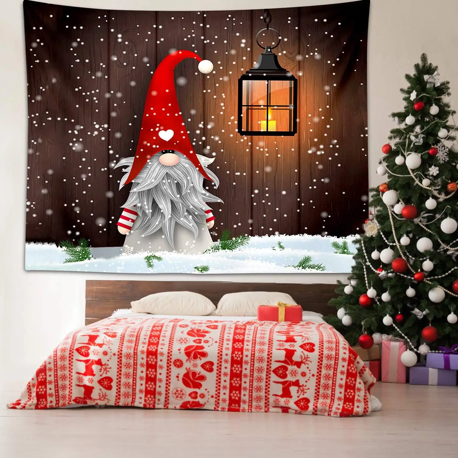 

Christmas Gnome Tapestry Merry Wall Hanging Kawaii Room Decor Aesthetic Xmas Tapestries Bedroom Dormitory Home Decoration