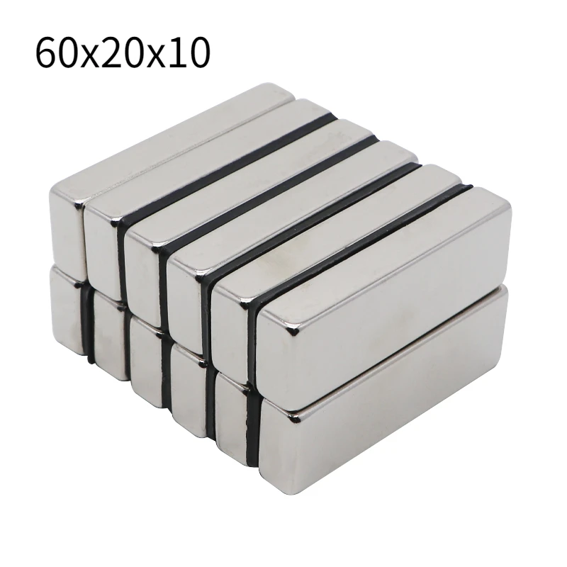 

Супермощные редкоземельные магниты N40 неодимовый магнит 1/2/5 шт. 60x20x10 мм магнит никелевое покрытие постоянный прямоугольник NdFeB