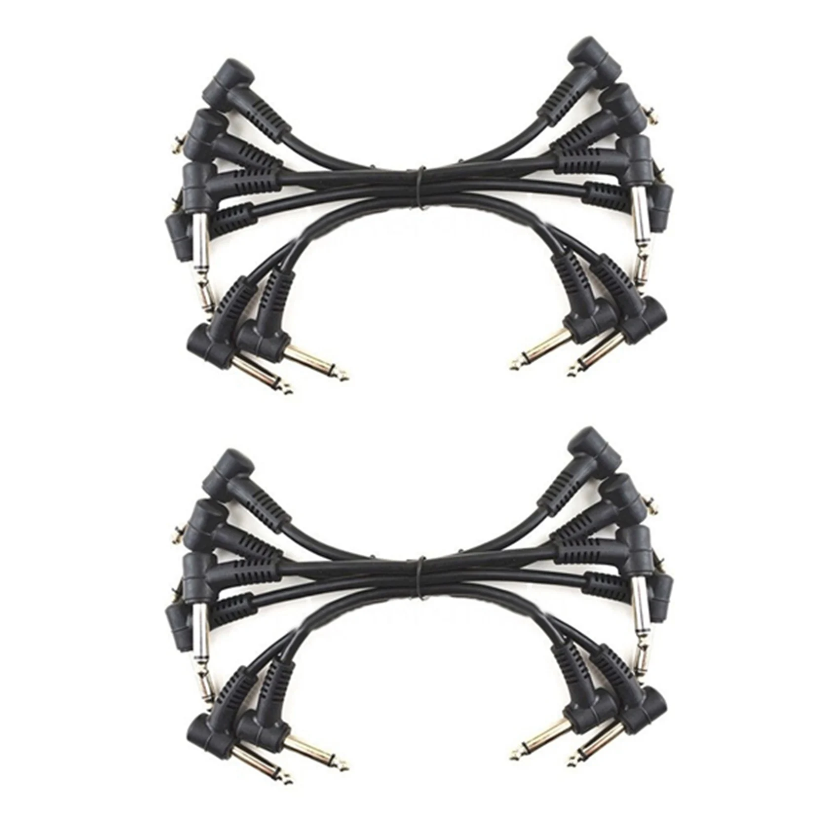 

12 x Electric Guitar Cables 6 Inch 1/4 Right Angle Effect Pedal Patch Cord Black