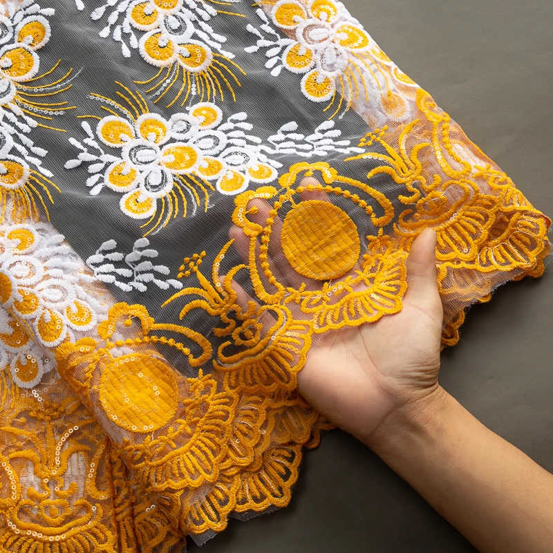 Кружевная французская сетчатая кружевная ткань SJD с блестками 2023 новейший дизайн