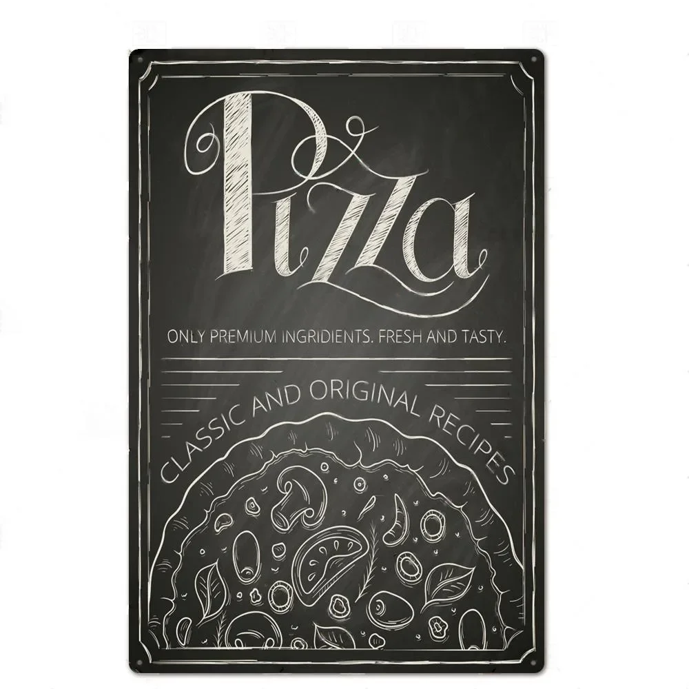Металлический знак для пиццы винтажный фотографический декор стен в стиле ретро