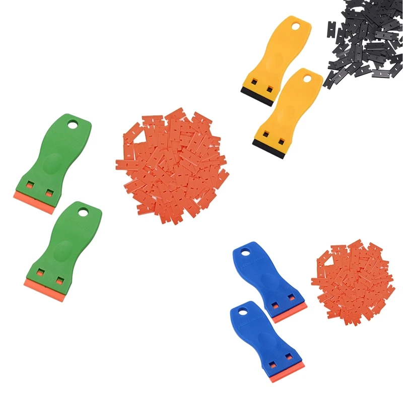 

Plastic Razor Blade Scraper, 2PCS Scraper Tool With 60PCS Plastic Blades, Cleaning Scraper Remover For Stickers