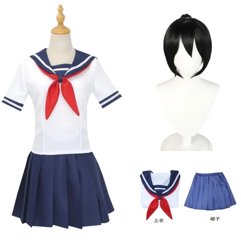 Ayano Aishi Косплей Ayano Aishi Jk Костюм Синтетический парик Аниме Ролевые костюмы Костюмы
