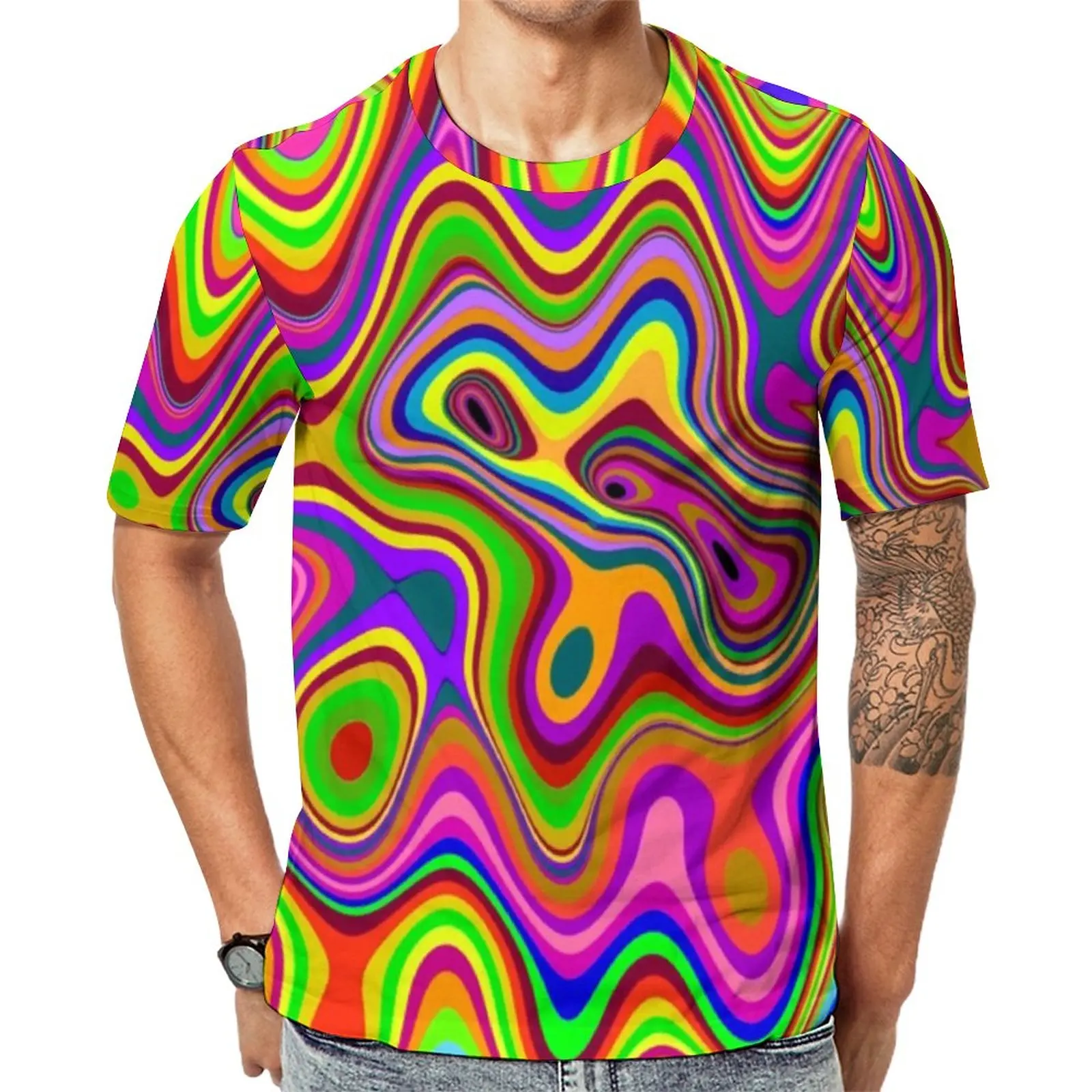 

Colorful Liquid T-Shirt Psychedelic Print Fashion T-Shirts Short Sleeve Tshirt Dropshipping Summer Streetwear Oversize Top Tees
