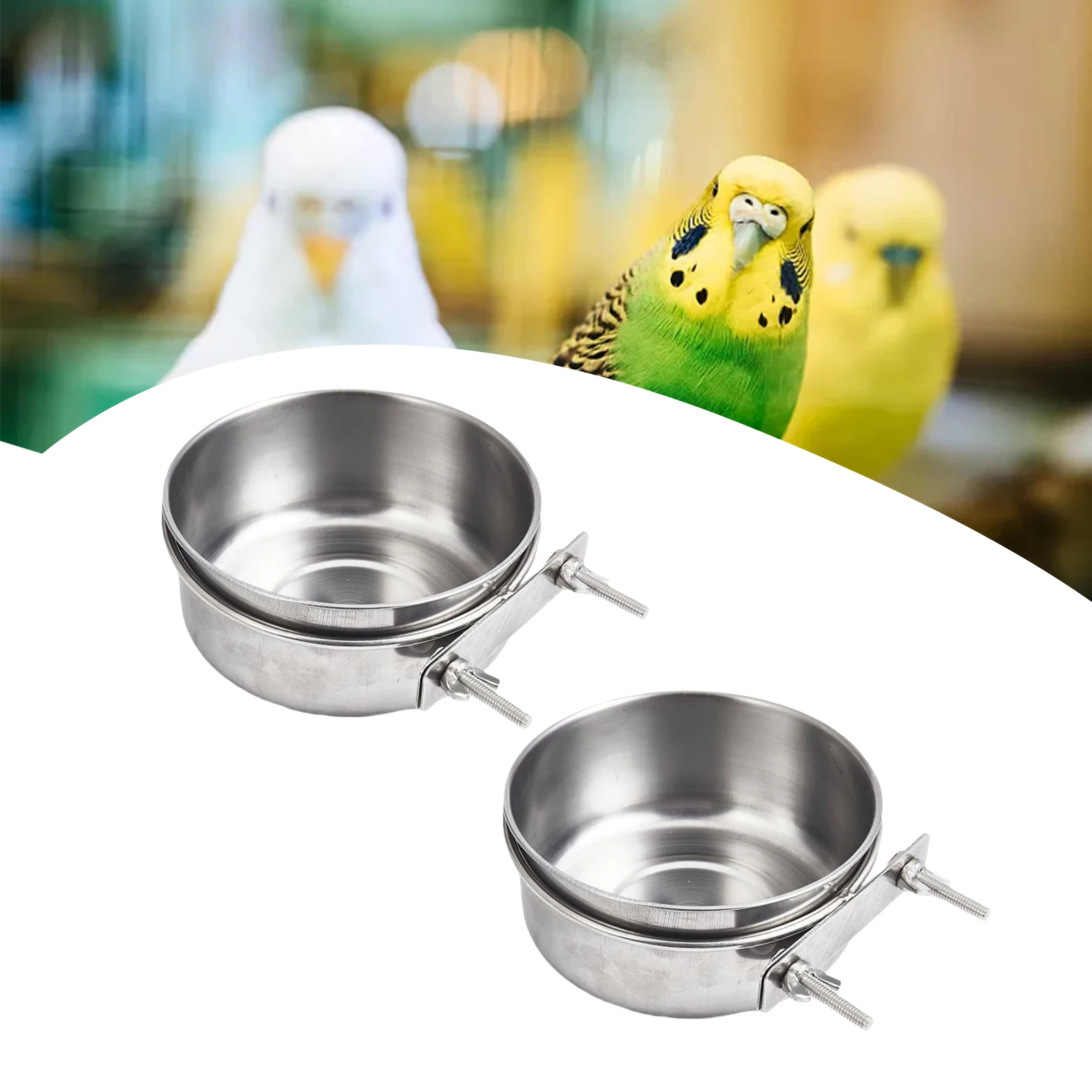 Миска для воды из нержавеющей стали птиц с держателем-зажимом 10x4 5 см