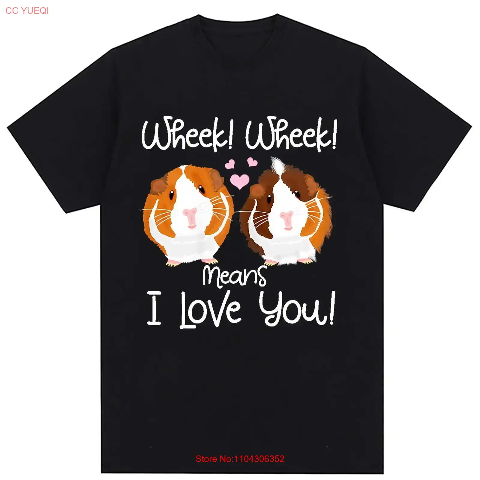 Wheek I Love You Guinea Pig Clothes Cavy Gift T-Shirt long or short sleeves