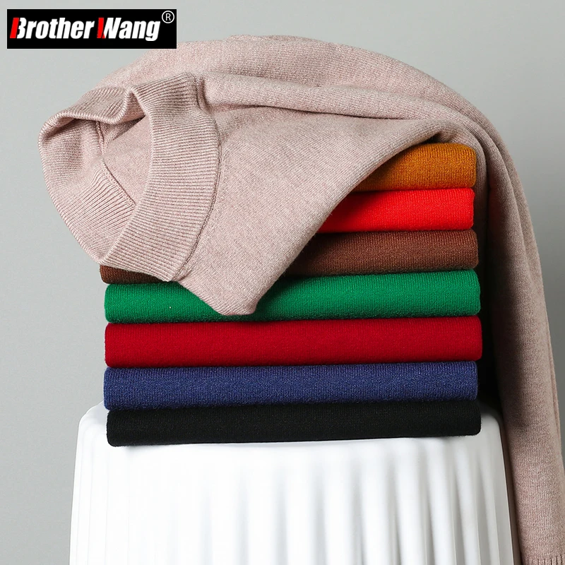 

15 Colors Available Men's Knitted Sweater Autumn Winter New Fashion Half Turtleneck Thickened Warm Slim Base Knitwear Pullover