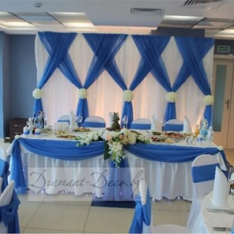 

10ft x 20ft White with sky blue Wedding Backdrop stage decoration