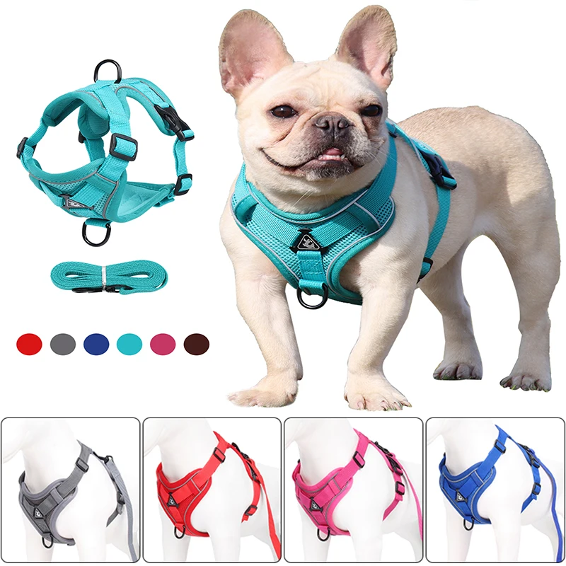 

Puppy Dog Harness Leash Vest Set Adjust Nylon Cat Harness Reflective Breathable Mesh Pet Chest Harness for Small Medium Dogs