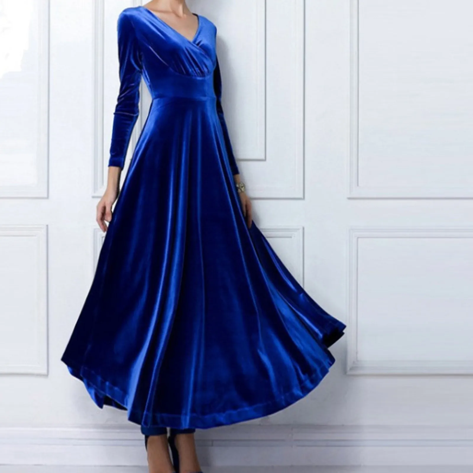 

Женское бархатное платье, Элегантное повседневное бальное платье с длинным рукавом, винтажное вечернее платье, модель 2023 года