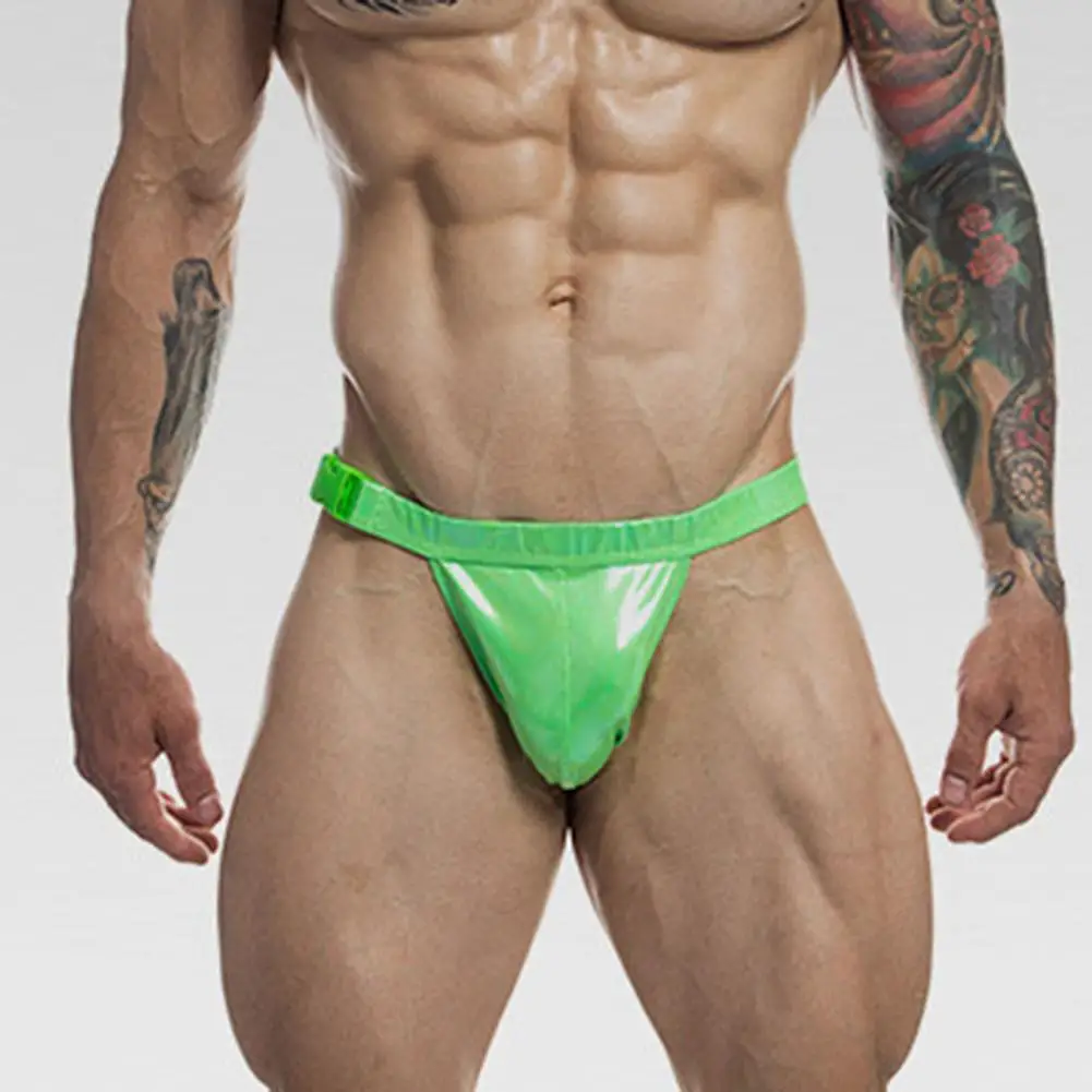 

Faux Leather Popular Pure Color Good Touch Briefs Sexy Surfing Briefs Bright Color for Surfing