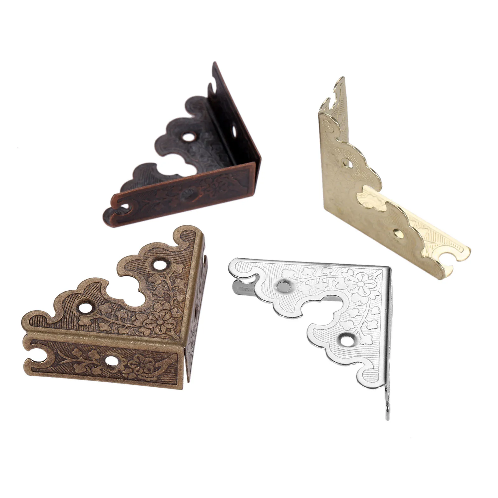 

4pcs 34mm Fittings for Boxes Triangle Corner Wooden Box Corners Carved Furniture Protectors