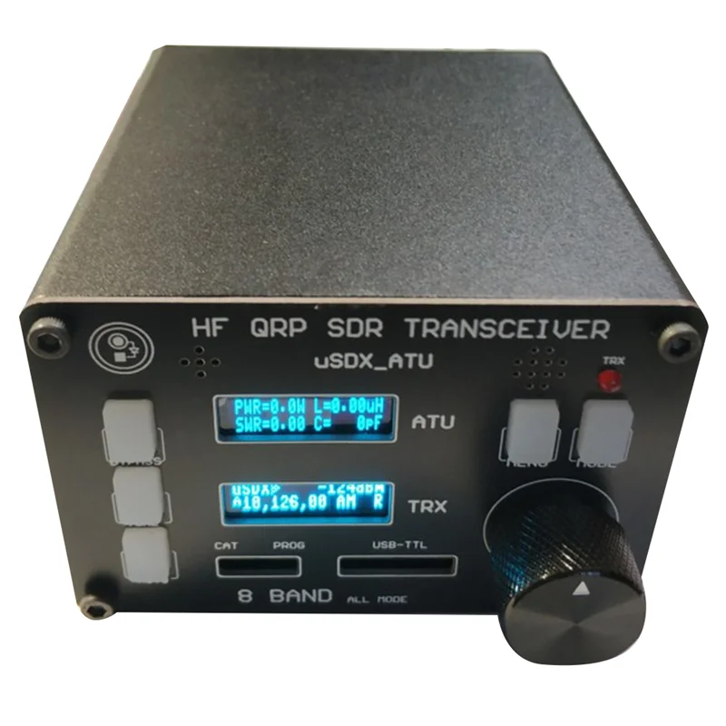 

USDX SDR Transceiver All Mode 8 Band Receiver HF Ham Radio QRP CW Transceiver Built-in ATU-100 Antenna Tuner Dual OLED