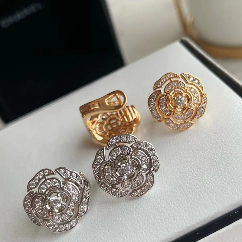 

High Quality 925 Sterling Silver Camellia Collection Earrings For Women Fashion Jewelry LE079