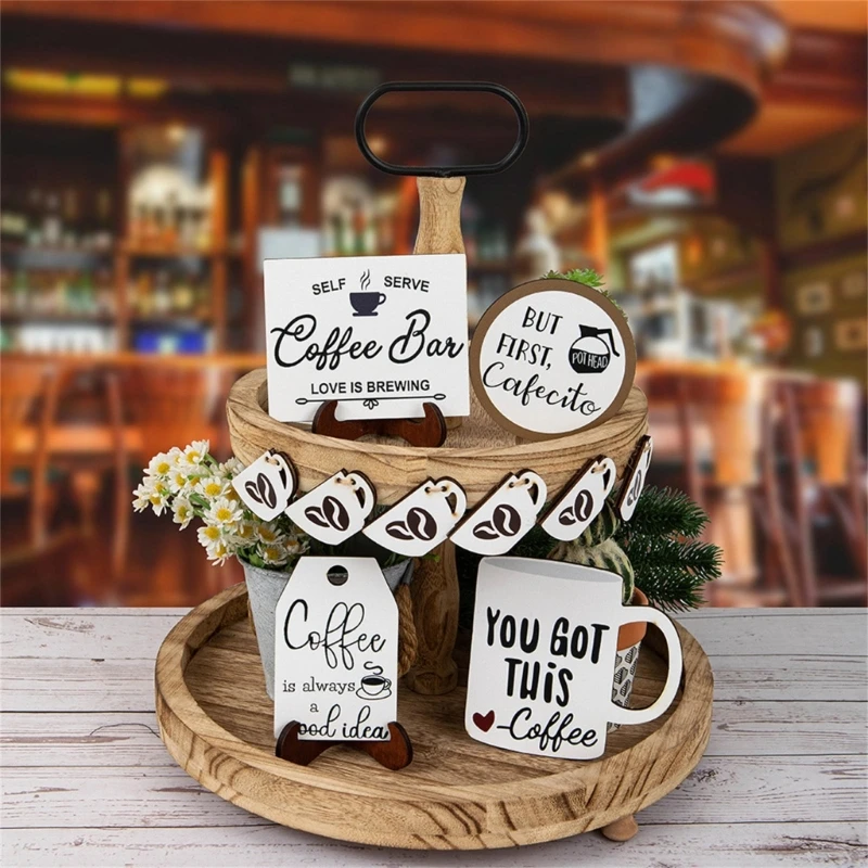 

Simple Coffee Series Tray Decor Home Offices Desktop Creative Wooden Decorations Drop Shipping