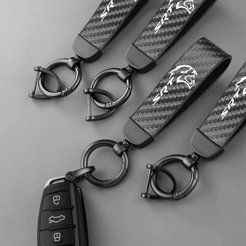 Car Key chain Carbon fiber grain Keyring For SRT 6 8 10 Dodge ChargerRam 1500 Dart SRT Journey Chrysler Auto Accessories