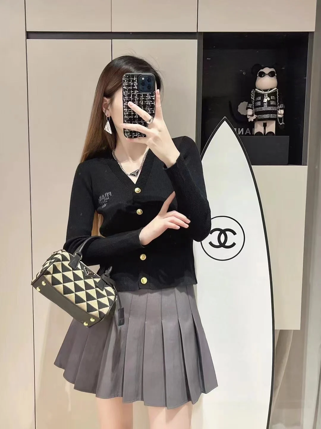 женский кардиган Prada на осень и зиму свитер мягкие подходящие кардиганы вязаные