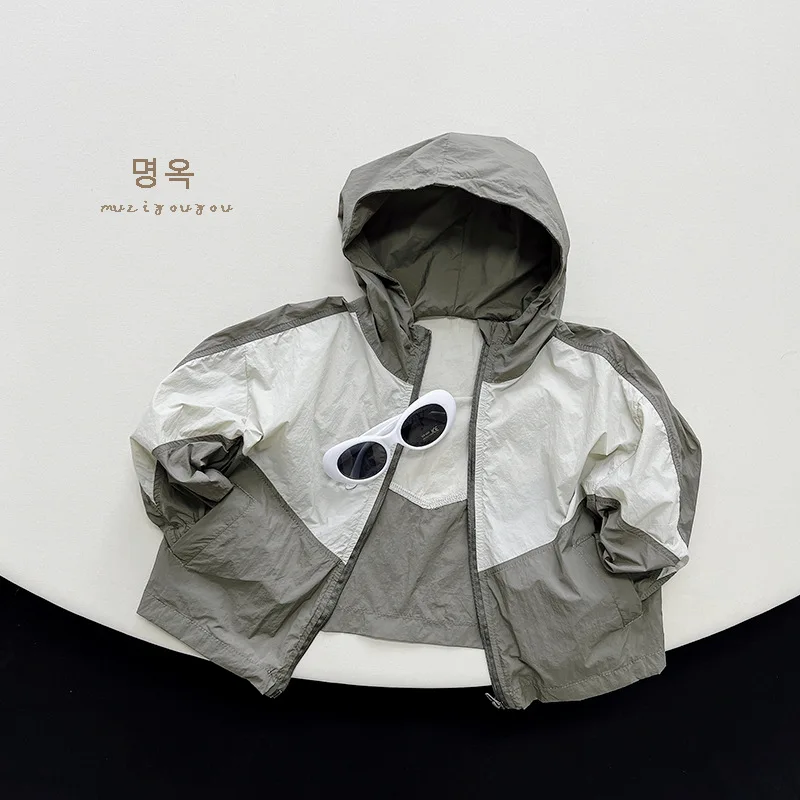 

2023 New Children Sunscreen Jacket This Cotton Baby Sun-proof Clothes Boys Summer Hooded Coat Fashion Girl Loose Casual Cardigan