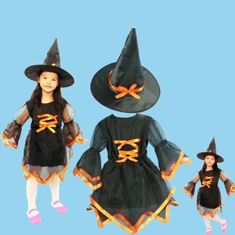 Kids Girls Witch Cosplay Costume For Children Stage Performance Costumes Party Fancy Dress Purim Halloween Masquerade | Тематическая