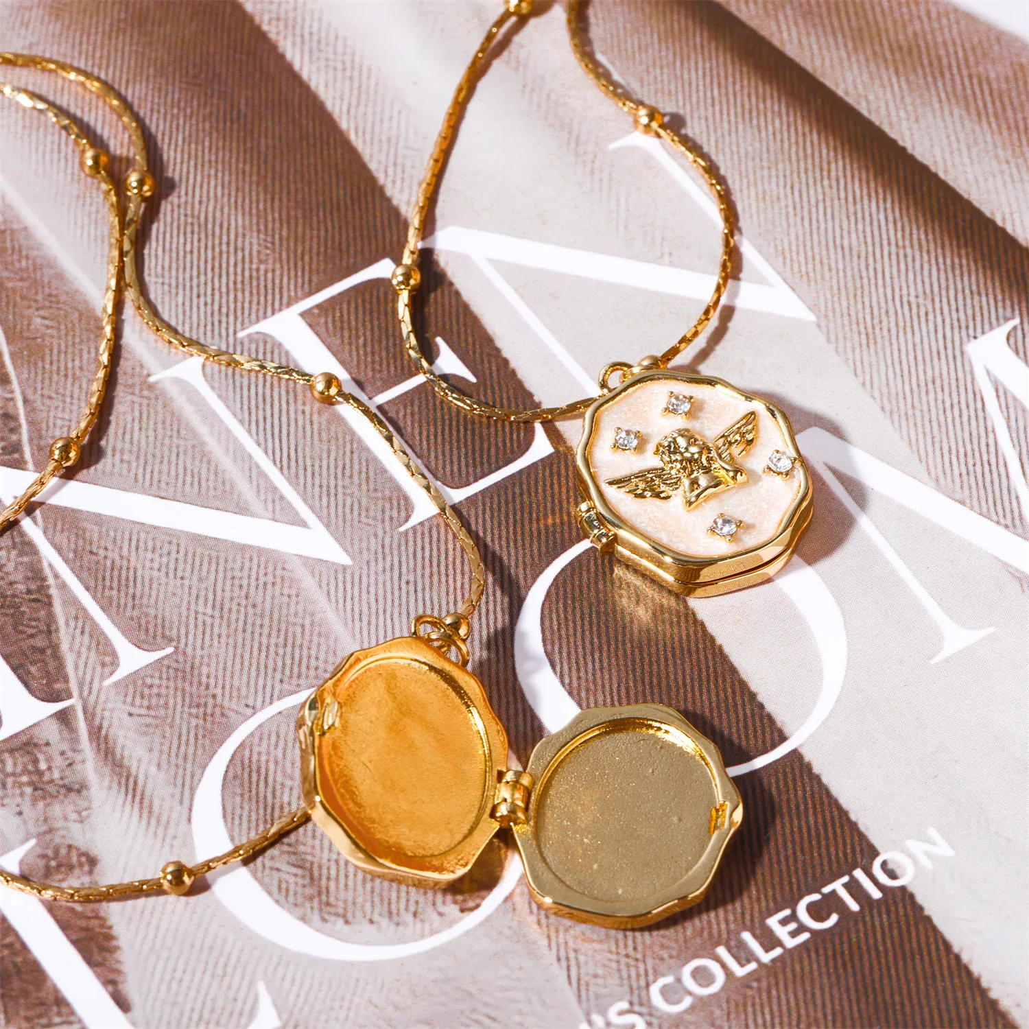 Медный ангел открытое колье с альбомной коробкой ожерелье фоторамкой для