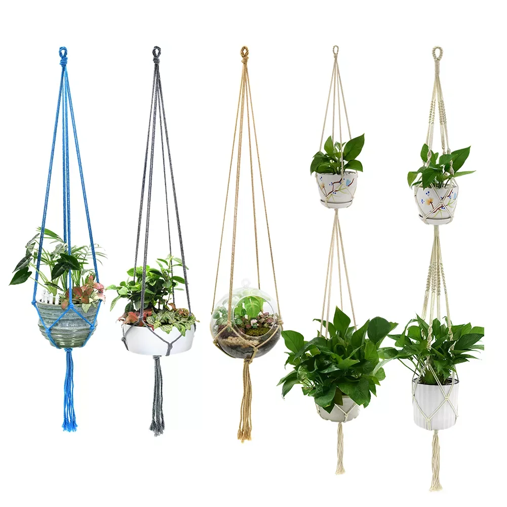 

New 1PC Macrame Plants Hanger Hook 4 Legs Retro Flower Pot Hanging Rope Holder String Home Garden Balcony Decoration Wall Art