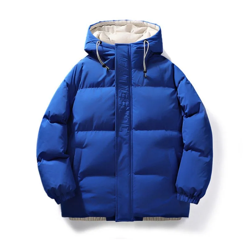 

Standing Collar Cotton Suit Men Winter Fashion Brand Casual Loose Hooded Solid Color Drawstring Men Cotton Suit Coat Men