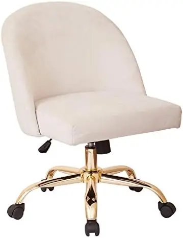 

Mid-Back Adjustable Office Chair with 5-Star Base, Gold Finish and Oyster Velvet