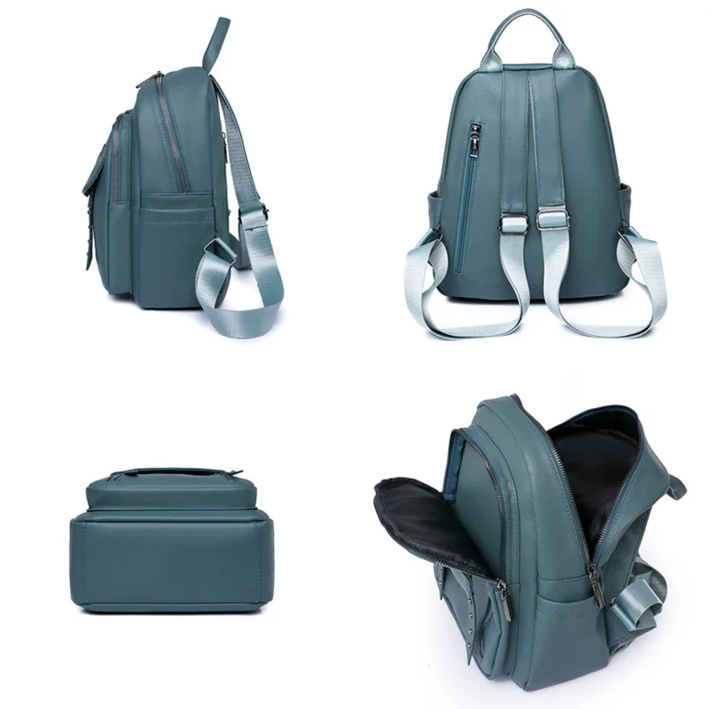 

Backpack 2023 New Korean Versatile Trend Large Capacity Soft Leather Backpack Fashion Simple Schoolbag Women's Fashion Bag