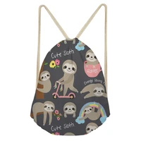 cute sloth pattern drawstring bag outdoor lightweight foldable riding backpack%c2%a0reusable%c2%a0travel%c2%a0clothes knapsack women children%c2%a0